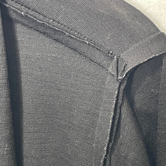 Krista Larson Black 100% Wool Cardigan One Size Minimalist Lagenlook Artsy Comfy - Picture 6 of 7